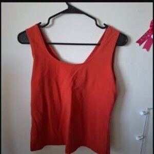Vintage Peck & Peck Collection Orange V-Neck Tank Top
